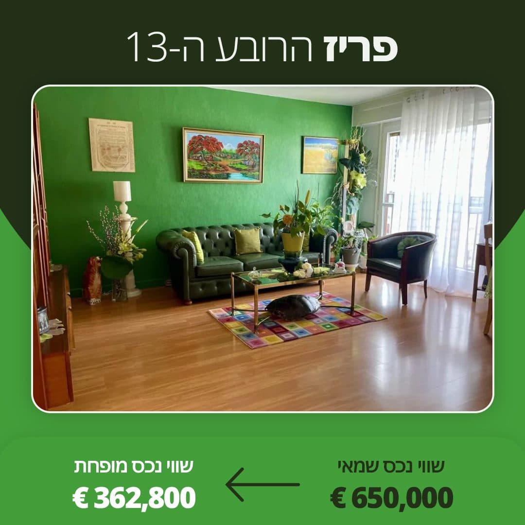 קרוסלת נכסים נבחרים: פריז 13, מרסיי, מונטון, קאפ מרטין, שווי שמאי מול שווי מופחת